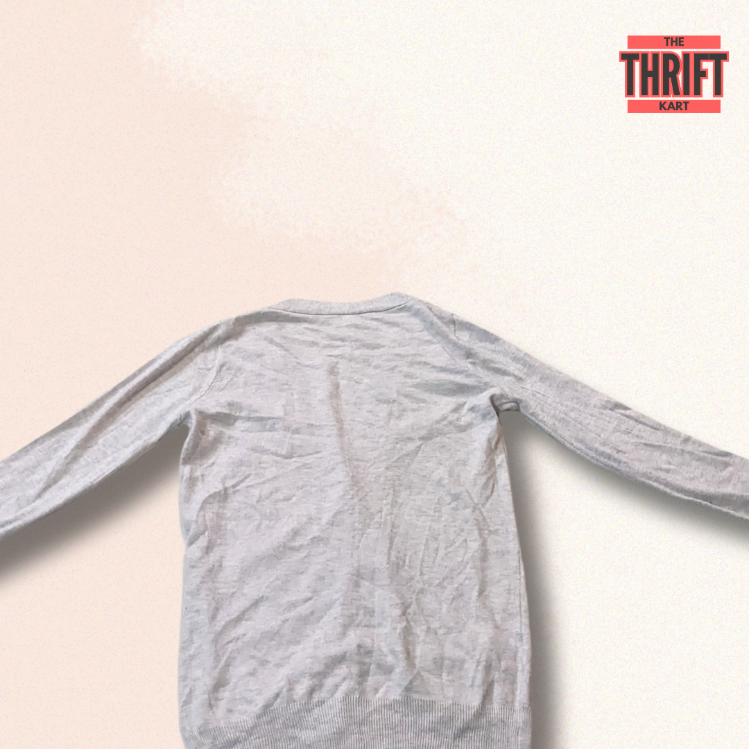 The Thrift Kart White V-Neck Cardigan | Made in India