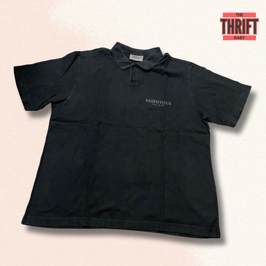Essentials All Black Polo Tee | Made In China