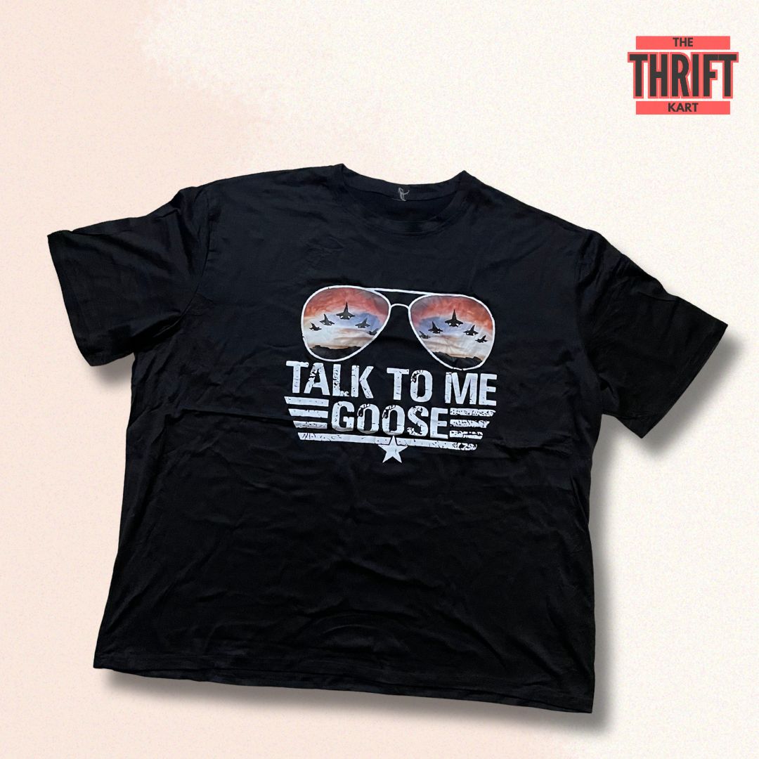 The Thrift Kart Black Graphic Oversized Tee | Made In China