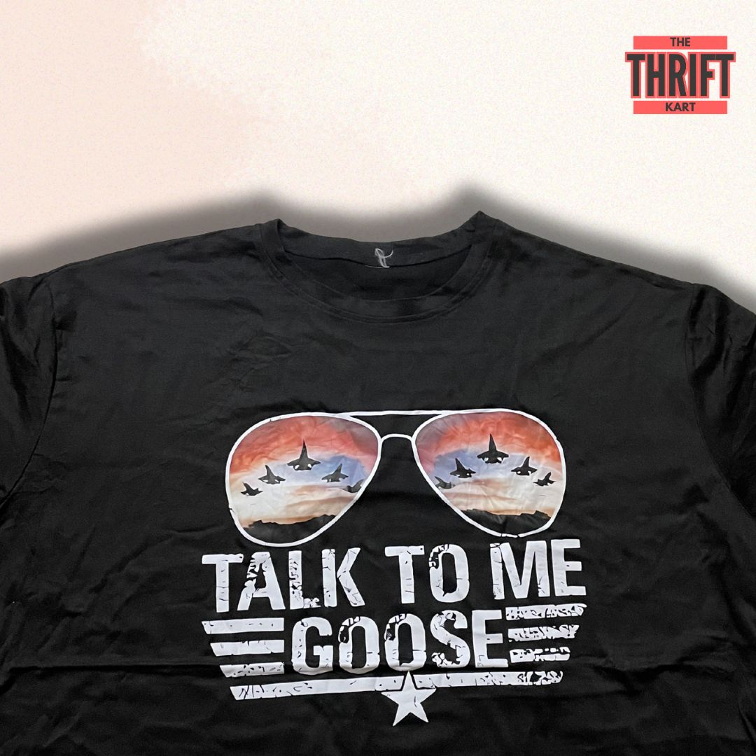 The Thrift Kart Black Graphic Oversized Tee | Made In China