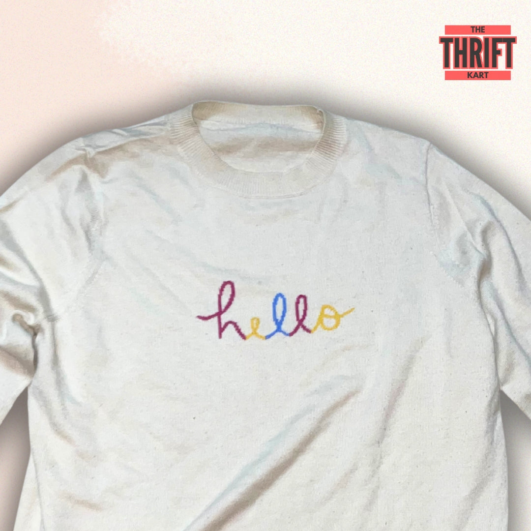 The Thrift Kart Hello Subtle Sweatshirt | Made in China