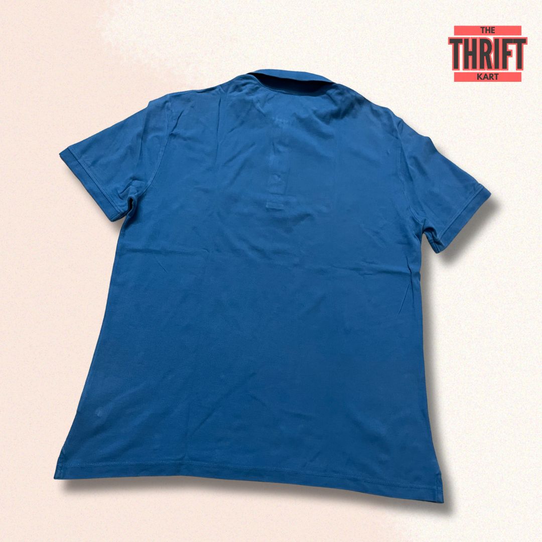 H&M Solid Blue Polo Tee | Made In China
