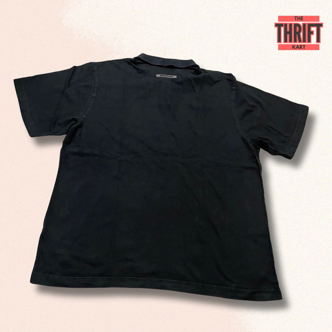 Essentials All Black Polo Tee | Made In China