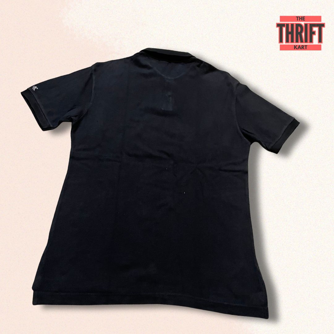Calvin Klein Solid Black Polo Tee | Made In China