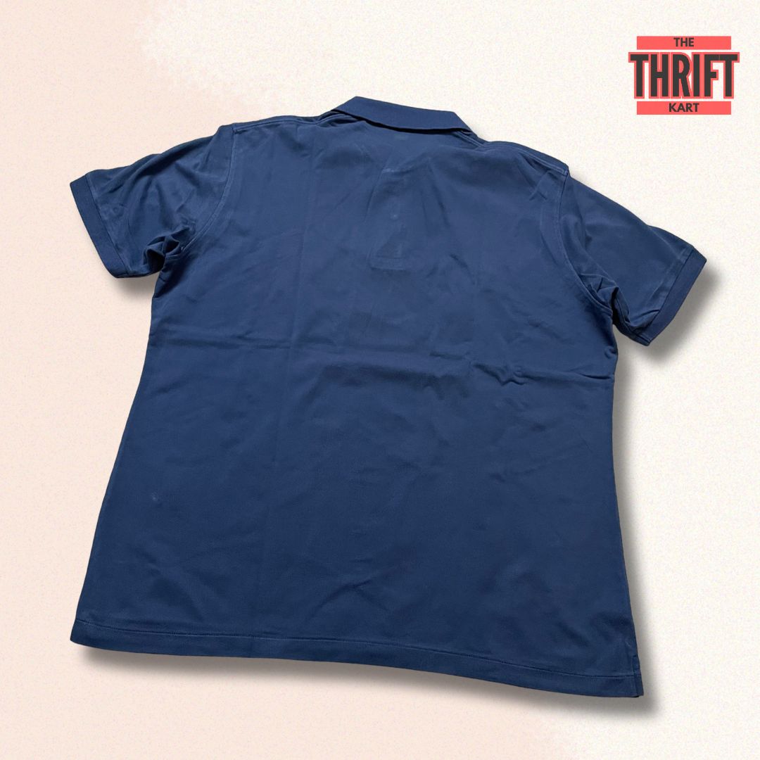 Uniqlo Solid Blue Polo Tee | Made In China