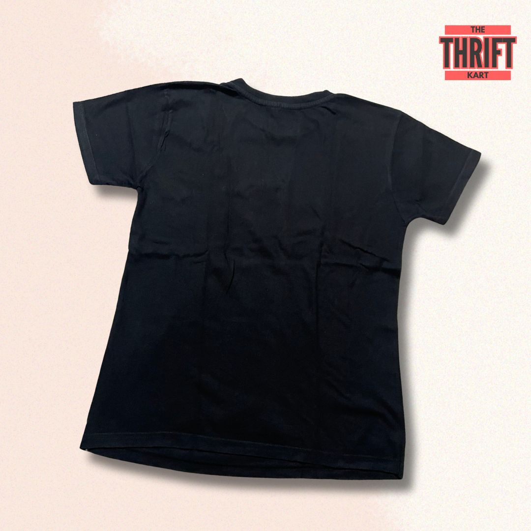 The Thrift Kart Casual Black Graphic Tee | Made In China
