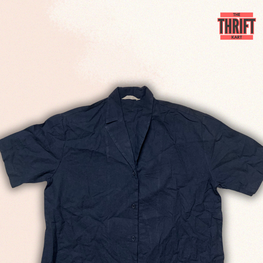 The Thrift Kart Dark Blue Half Sleeve Shirt | Made in India