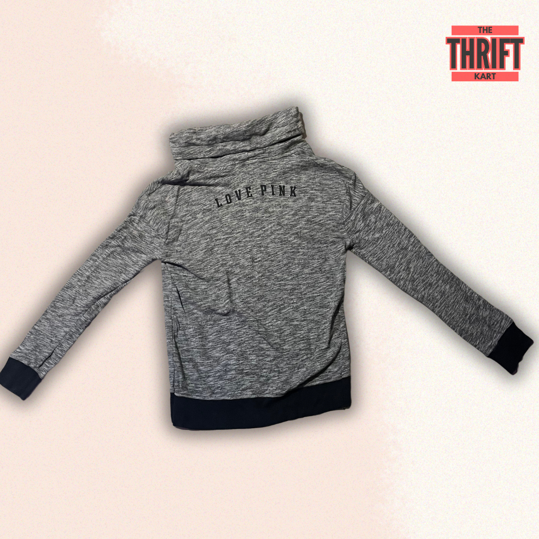 Pink Victoria's Secret Grey Cowl Neck Sweatshirt | Made in United States
