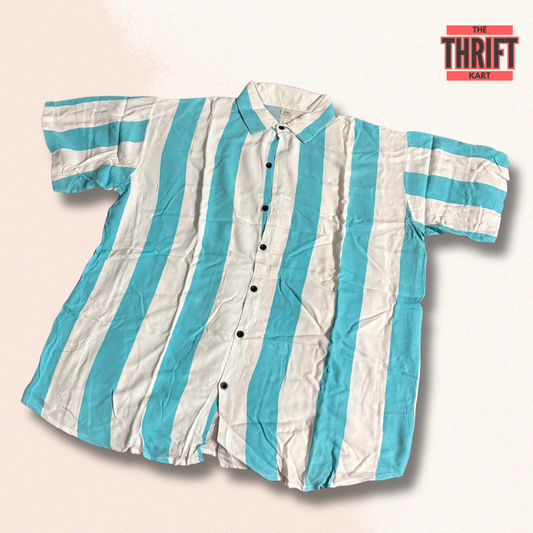 Thrift Kart Oversized Blue Stripes Tee | Made in China