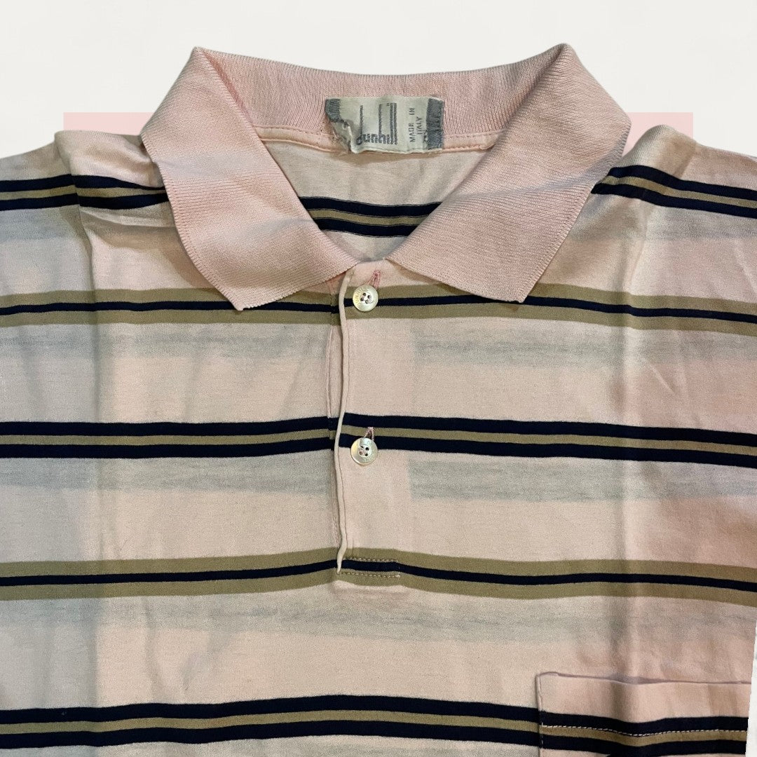 Dunhill Lighting Pink Striped Polo | Made in UK