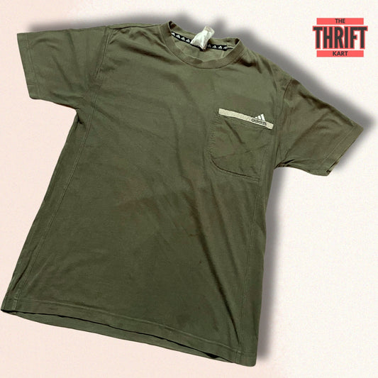 Adidas Olive Green Vintage Tee | Made in Germany