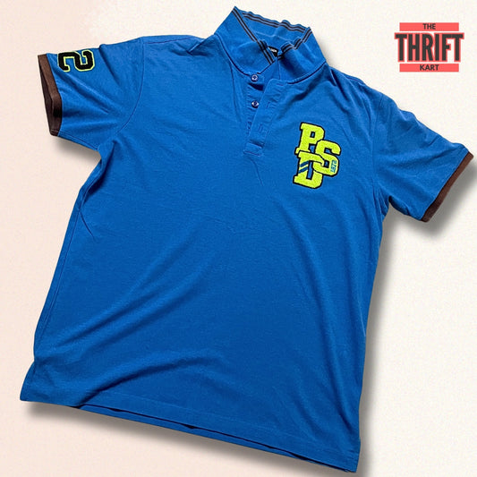 Passardi Fleece Print Blue Polo | Made in Italy
