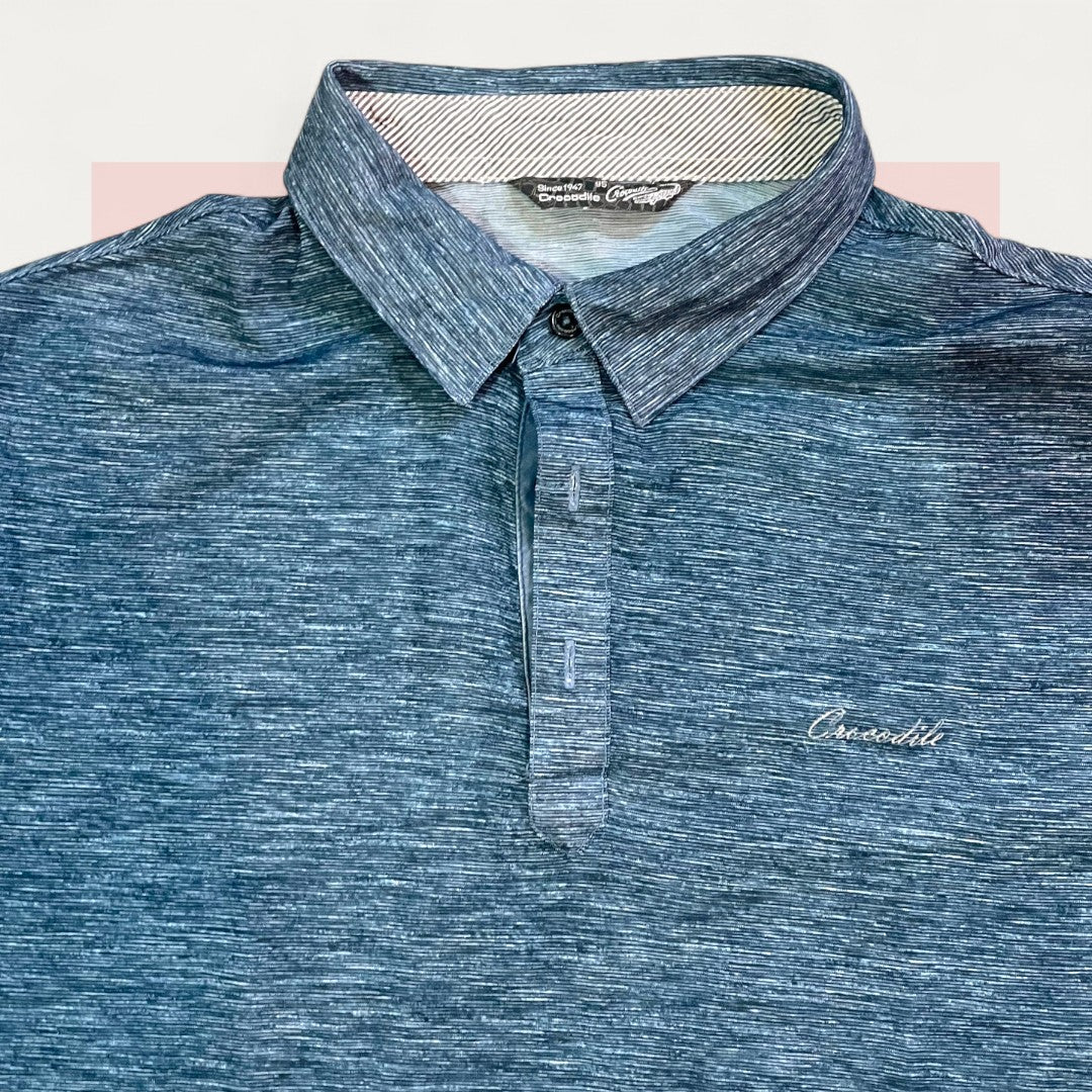 Crocodile Textured Blue Polo | Made in Italy