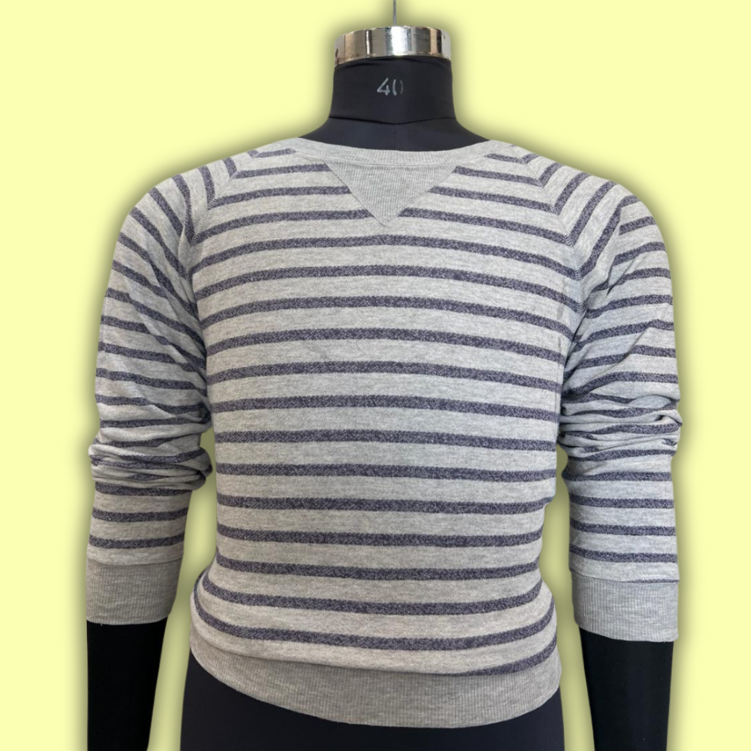 The Luxe Silhouette Grey Striped Sweater | 100% Affordable Thrift Clothing