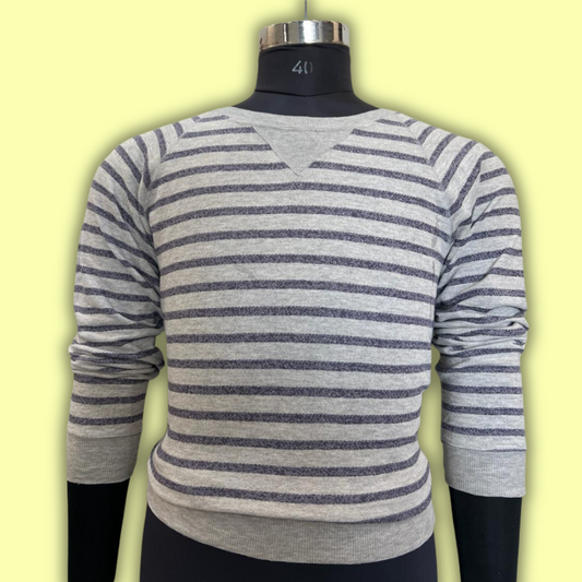 The Luxe Silhouette Grey Striped Sweater | 100% Affordable Thrift Clothing