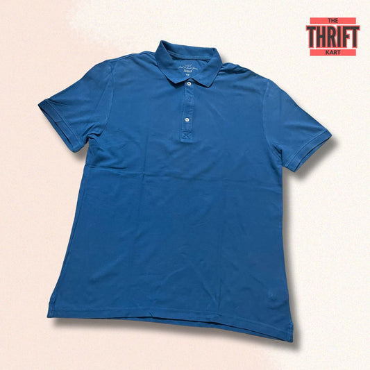 H&M Solid Blue Polo Tee | Made In China