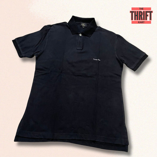 Calvin Klein Solid Black Polo Tee | Made In China