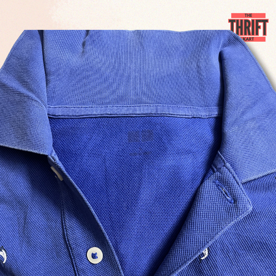 Uniqlo Blue Texture Printed Polo | Made in Japan