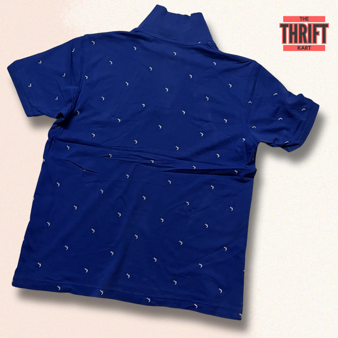 Uniqlo Blue Texture Printed Polo | Made in Japan