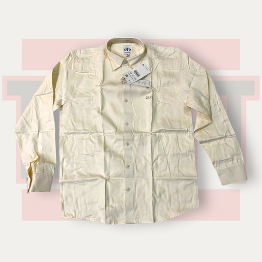 Zara Creme Solid Shirt | Made in Italy