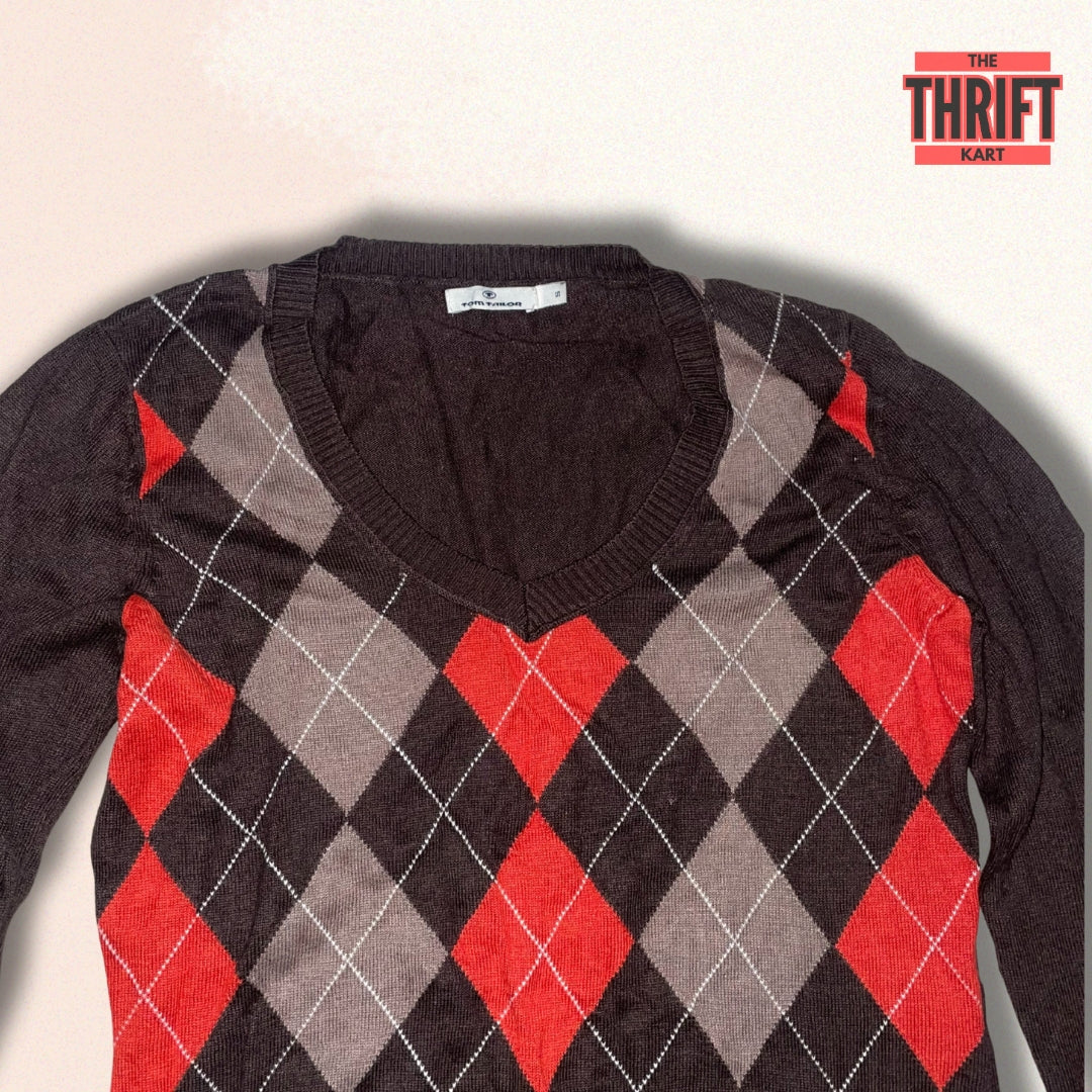 Tom Tailor Vintage Checkered Sweater | Made in UK