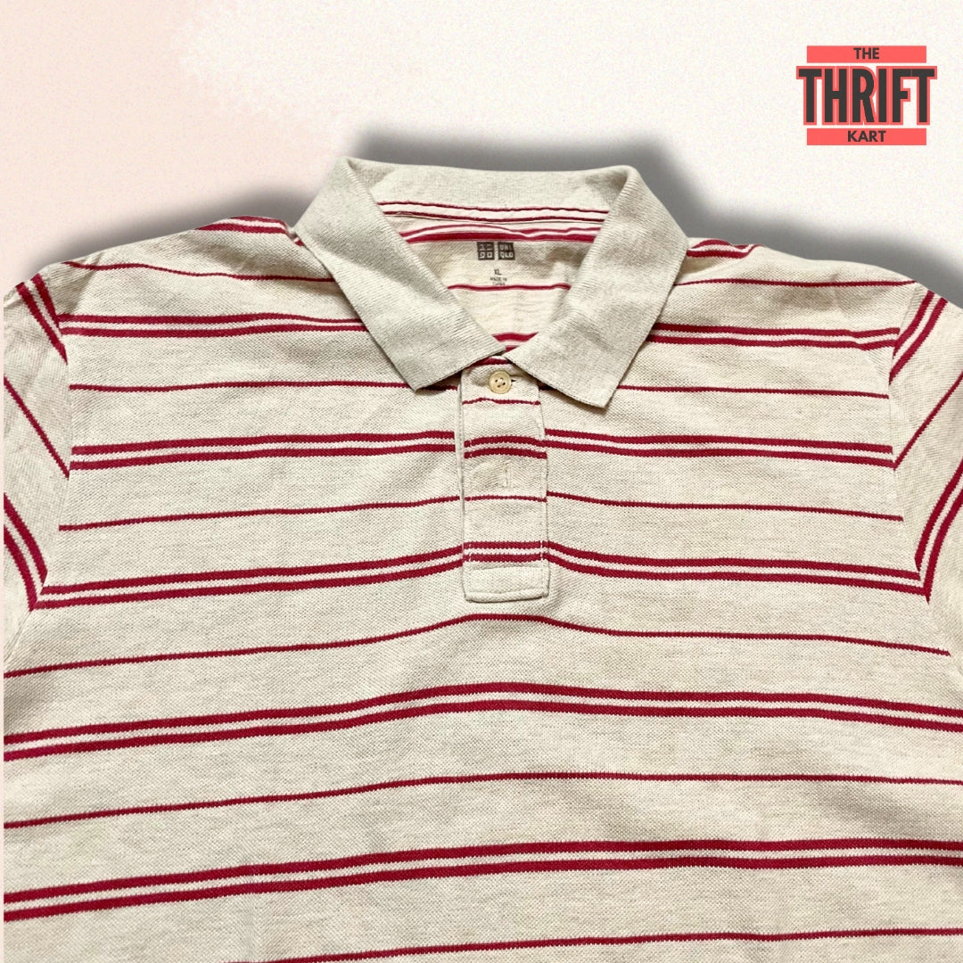 UNIQLO Vintage Striped Creme Polo | Made in Japan