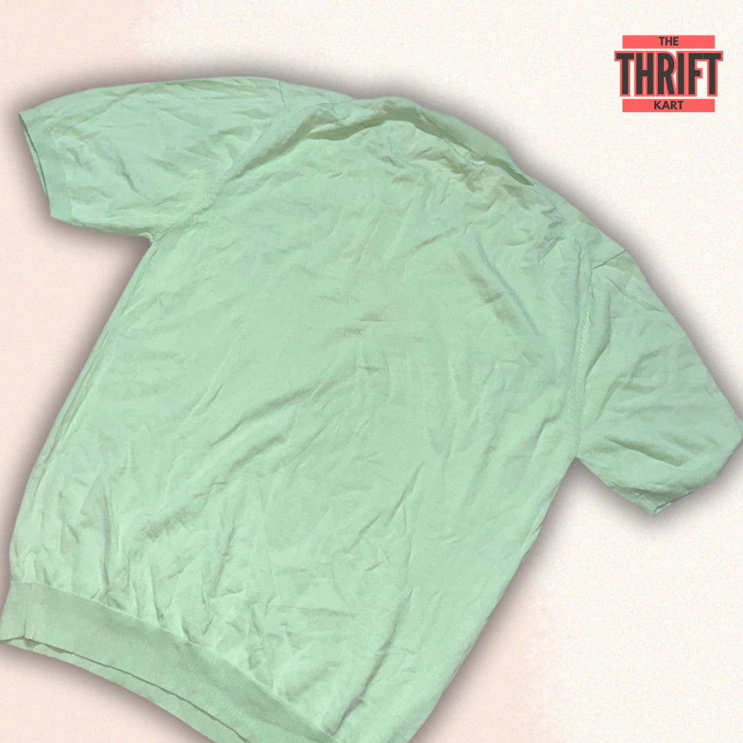 Ocean Oversized Chic Green T-Shirt | Made in Turkey