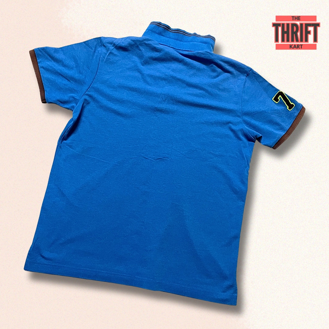 Passardi Fleece Print Blue Polo | Made in Italy