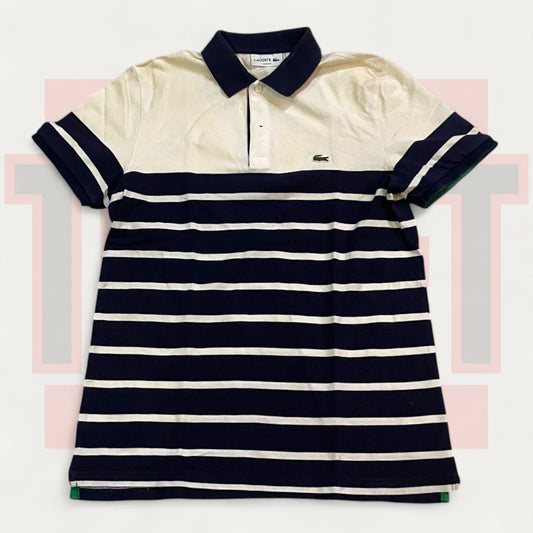 Lacoste Half White Half Striped Polo | Made in Italy