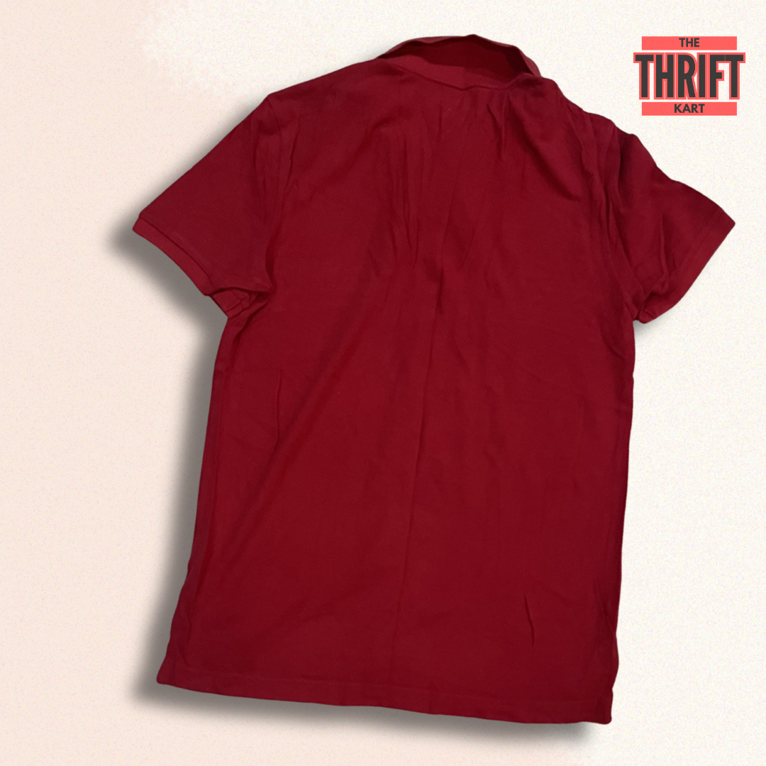 Polham Polo T-Shirt Large Solid Vibrant Red | Made in Korea