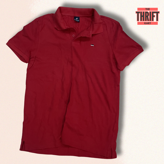 Polham Polo T-Shirt Large Solid Vibrant Red | Made in Korea