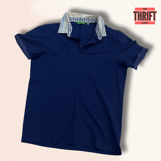 Hazzy's Golf Polo Navy Houndstooth Collar | Made in Korea