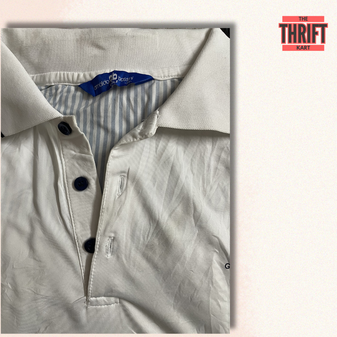 Arnaldo Bassini White Dual Tone Golf Polo | Made in Italy