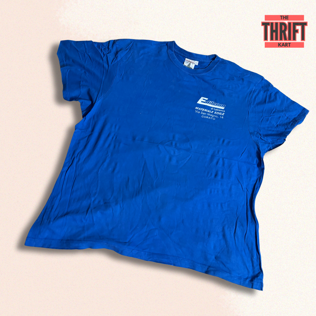 The Thrift Kart Blue Oversized Tee | Made in China