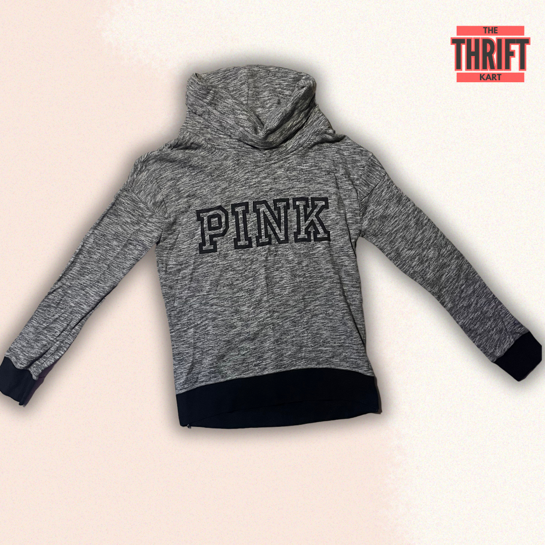 Pink Victoria's Secret Grey Cowl Neck Sweatshirt | Made in United States