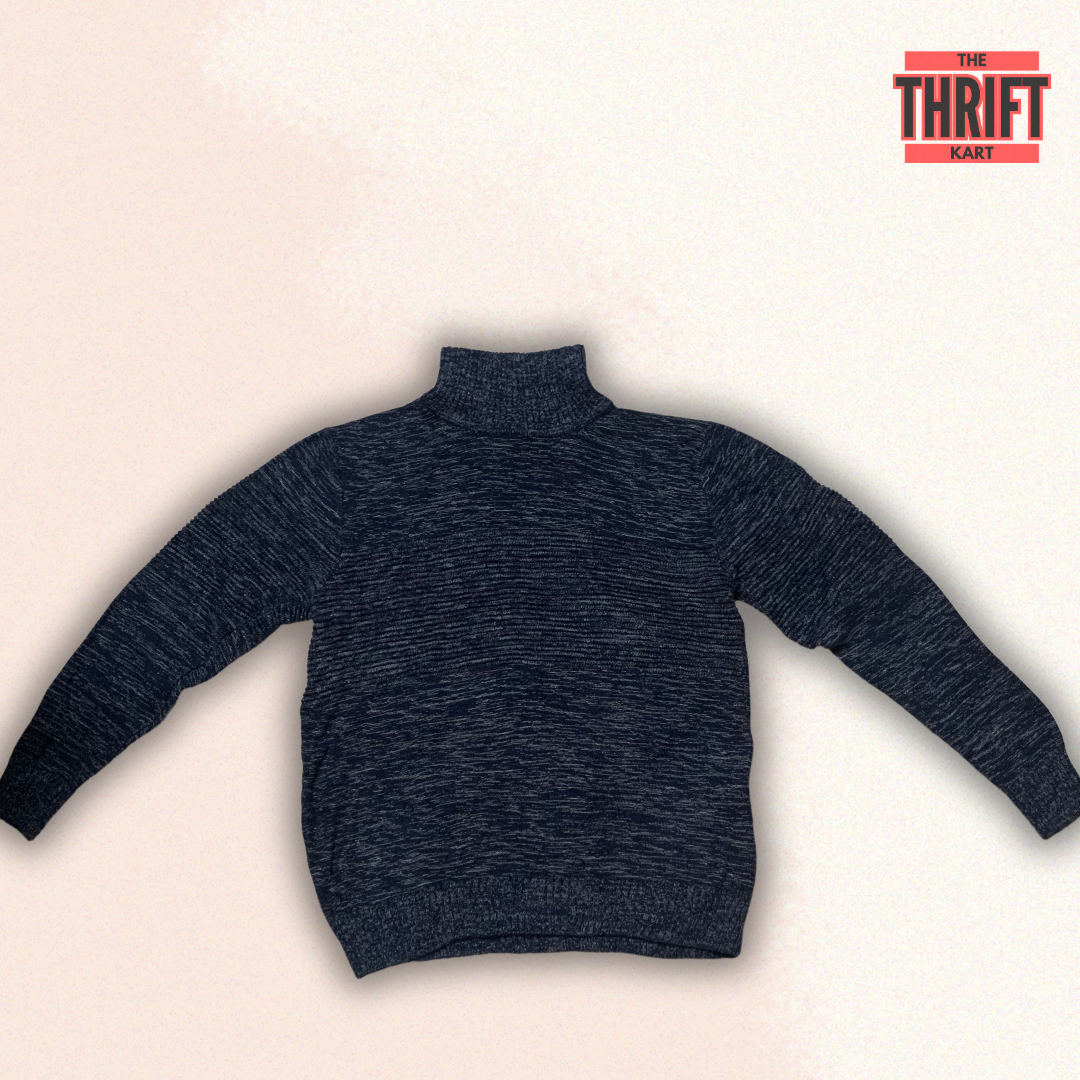 Kojo Marble Blue High Neck Sweater | Made in Europe